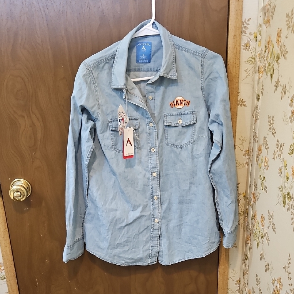 SF Giants-Antigua Women's Light Blue Denim Shirt